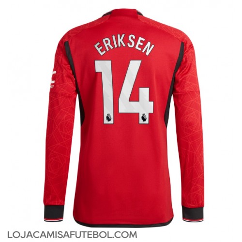 Camisa de Futebol Manchester United Christian Eriksen #14 Equipamento Principal 2023-24 Manga Comprida